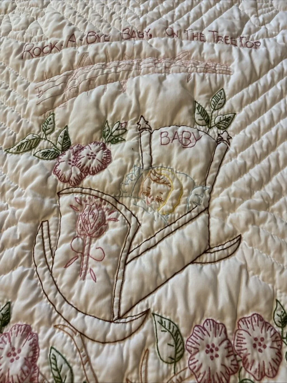 Embroider Baby Girl Blanket Rock A Bye Baby Size Crib